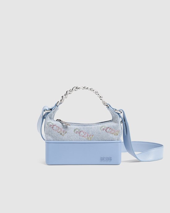Sacs GCDS Bling Denim Matilda Bag Femme Bleu Clair | 529017-NCV