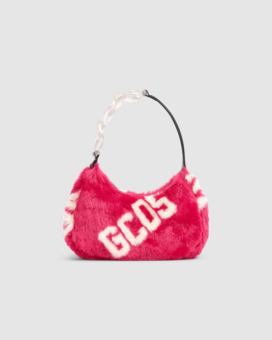 Sacs GCDS Faux Fur Hobo Bag Femme Fushia | 432180-ZPQ