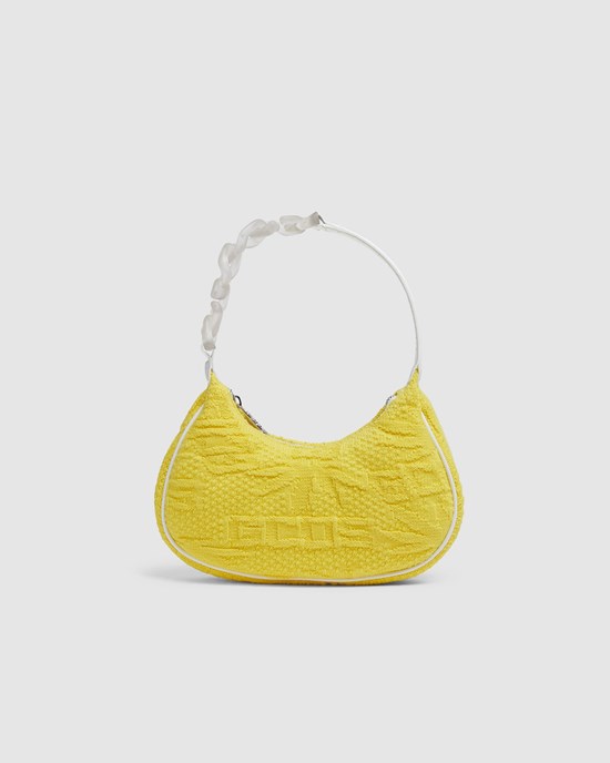 Sacs GCDS Mary Tricoté Daily Bag Femme Jaune | 240931-OHP