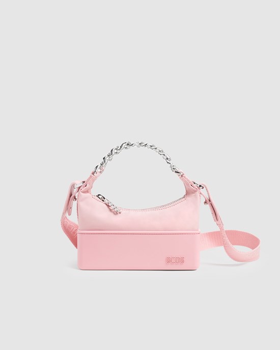 Sacs GCDS Nylon Matilda Bag Femme Rose | 201963-DPE