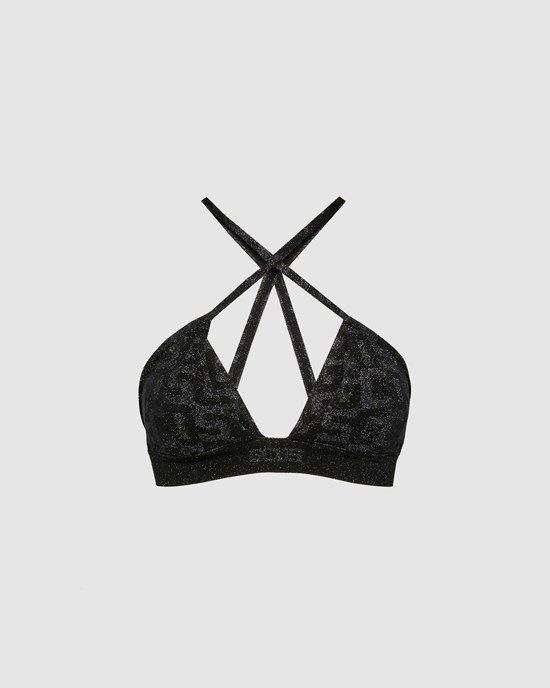 Sous Vêtement GCDS Wolford Monogram Triangle Top Sans Manches Femme Noir | 634175-AHQ