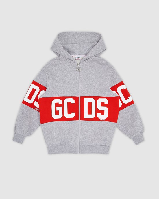 Sweat À Capuche GCDS Logo Band Hoodie Enfant Grise | 268470-PJX