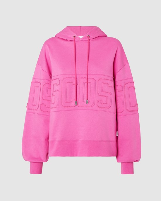Sweat À Capuche GCDS Logo Band Oversized Hoodie Femme Fushia | 958460-ZAD
