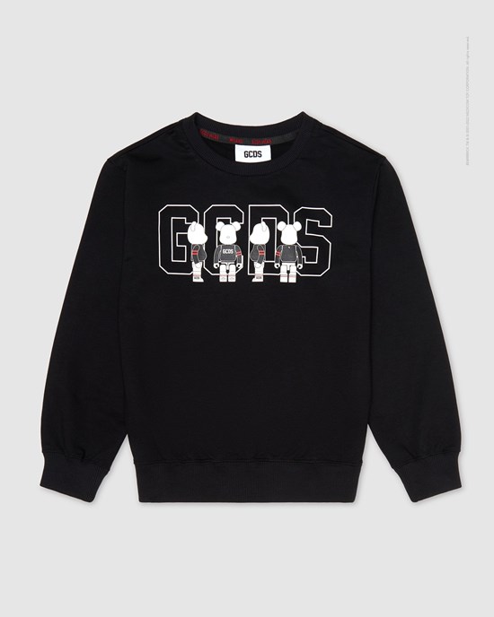 Sweat À Capuche GCDS X Bearbrick Junior Crewneck Enfant Noir | 658301-YCS