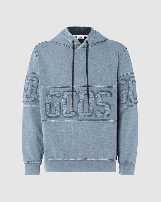 Sweat À Capuche GCDS Overdyed Gcds Logo Band Hoodie Homme Noir | 793045-ZXW