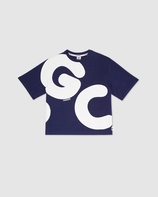 T Shirts GCDS Andy Logo T-shirt Enfant Bleu Foncé | 164273-DPF