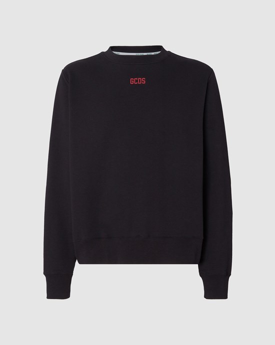 T Shirts GCDS Eco Logo Long Sleeves T-shirt Homme Noir | 480796-FTJ