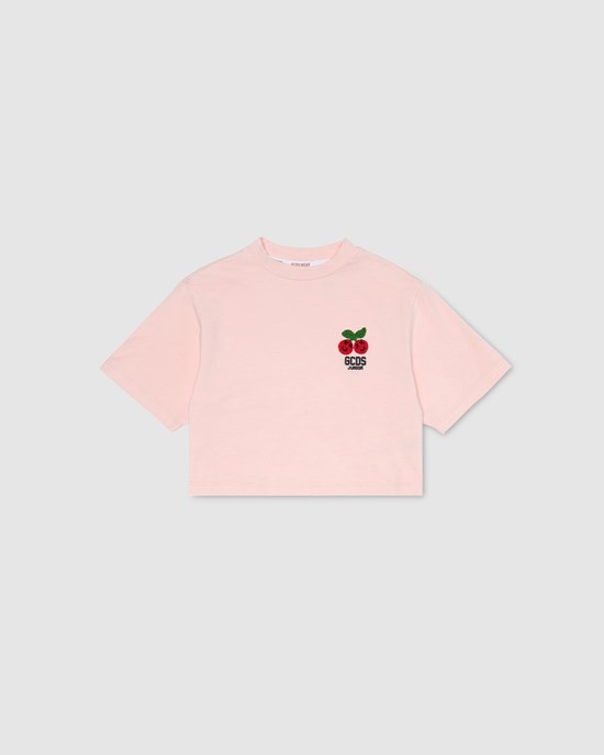 T Shirts GCDS Cherry T-shirt Enfant Rose | 246107-WYU