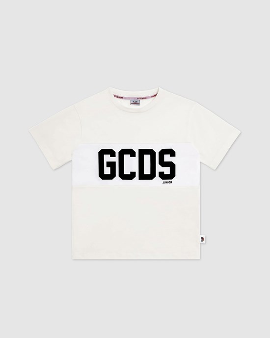 T Shirts GCDS Logo Band T-shirt Enfant Blanche | 163857-RNA
