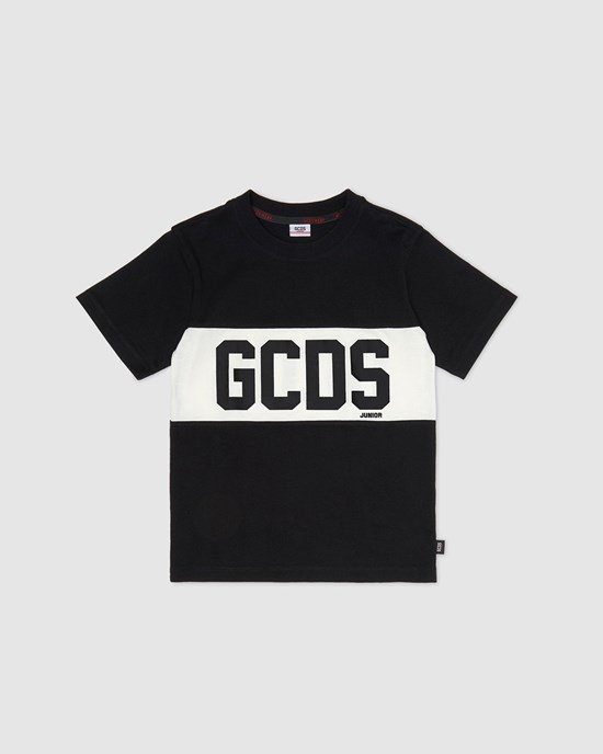 T Shirts GCDS Logo Band T-shirt Enfant Noir | 204951-GJS