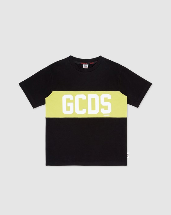 T Shirts GCDS Logo Band T-shirt Enfant Lime | 369147-NWQ