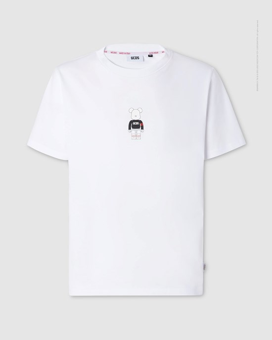 T Shirts GCDS X Bearbrick T-shirt Femme Blanche | 423896-ORJ