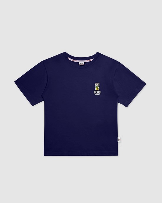 T Shirts GCDS Kittho T-shirt Enfant Bleu Foncé | 648715-PRO