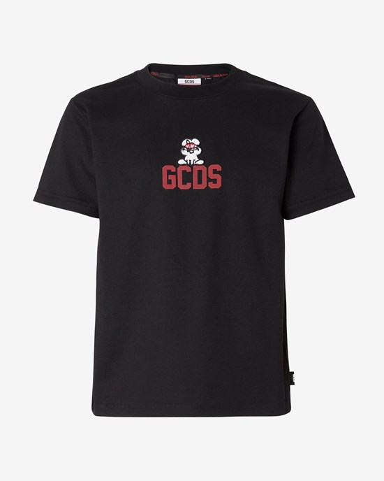 T Shirts GCDS Lunar New Year T-shirt Femme Noir | 814605-TIP
