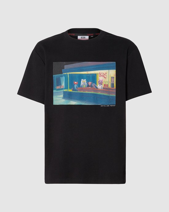 T Shirts GCDS Nightmares Printed Regular T-shirt Homme Noir | 982634-FGE