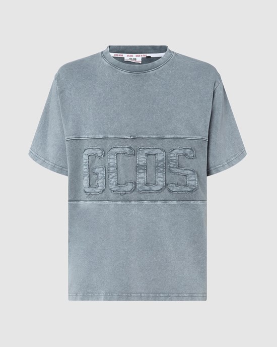 T Shirts GCDS Overdyed Logo Band T-shirt Homme Noir | 420583-XVN