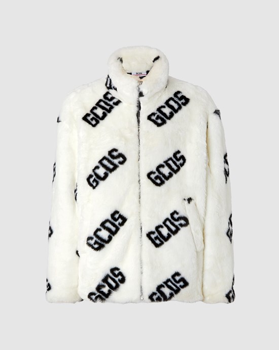 Vestes GCDS Faux Fur Jacket Femme Blanche | 135478-XLT