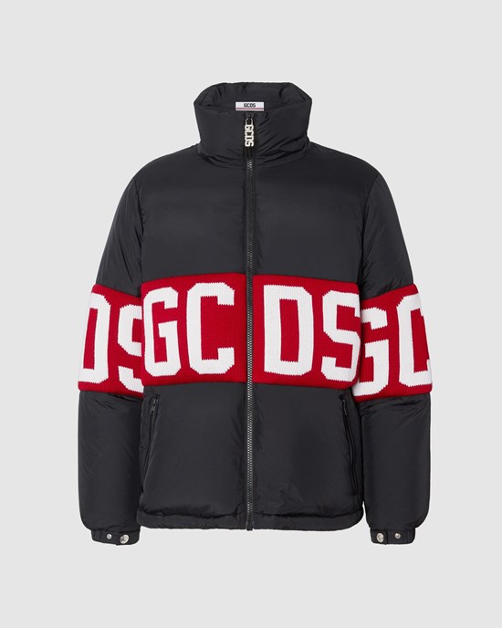 Vestes GCDS Logo Band Puffer Jacket Homme Noir | 213840-IDT