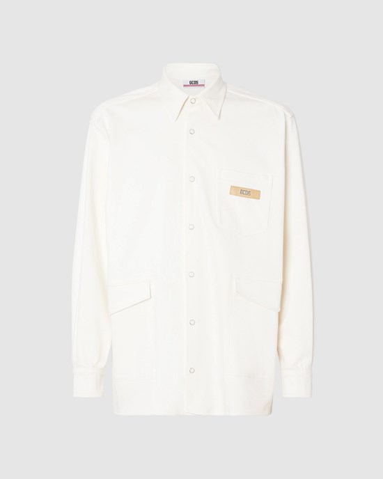 Vestes GCDS Shacket Oversized Homme Grise | 694312-YKA