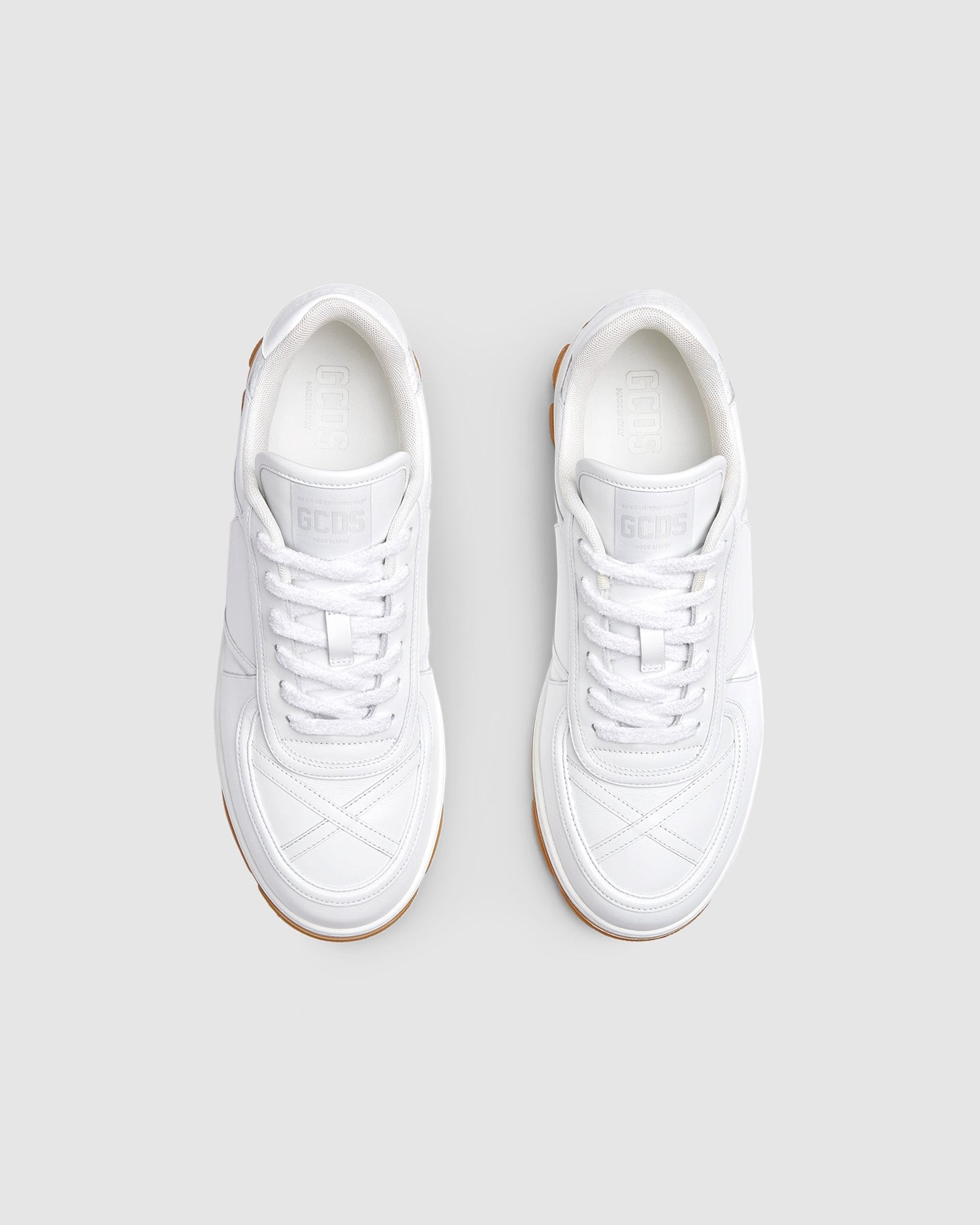Baskets GCDS Cuir Nami Sneakers Homme Blanche | 186495-JPL