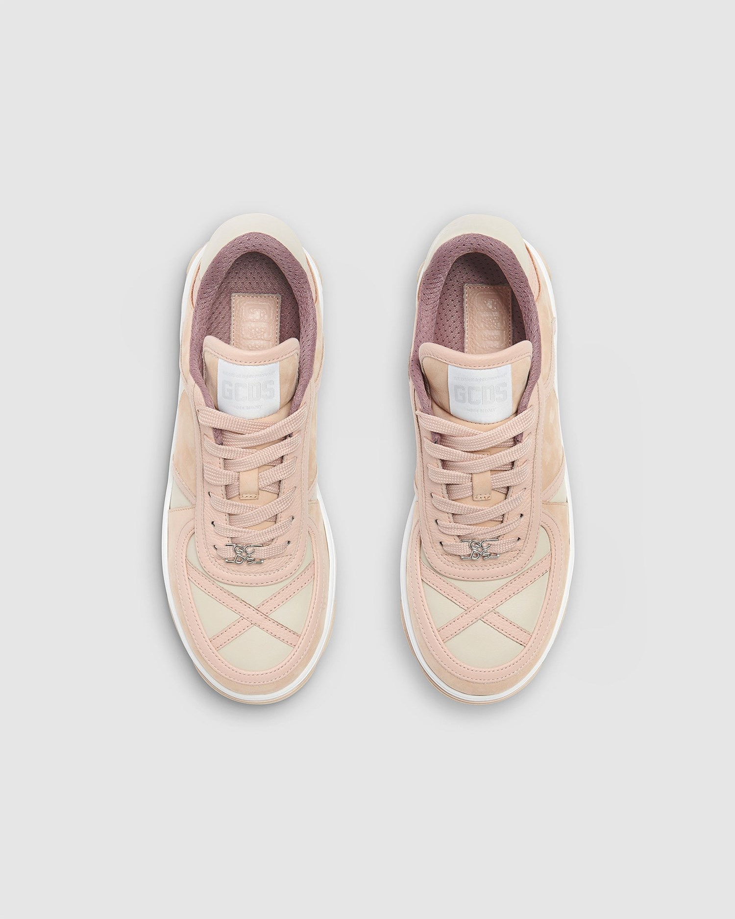 Baskets GCDS Cuir Nami Sneakers Homme Blanche | 186495-JPL