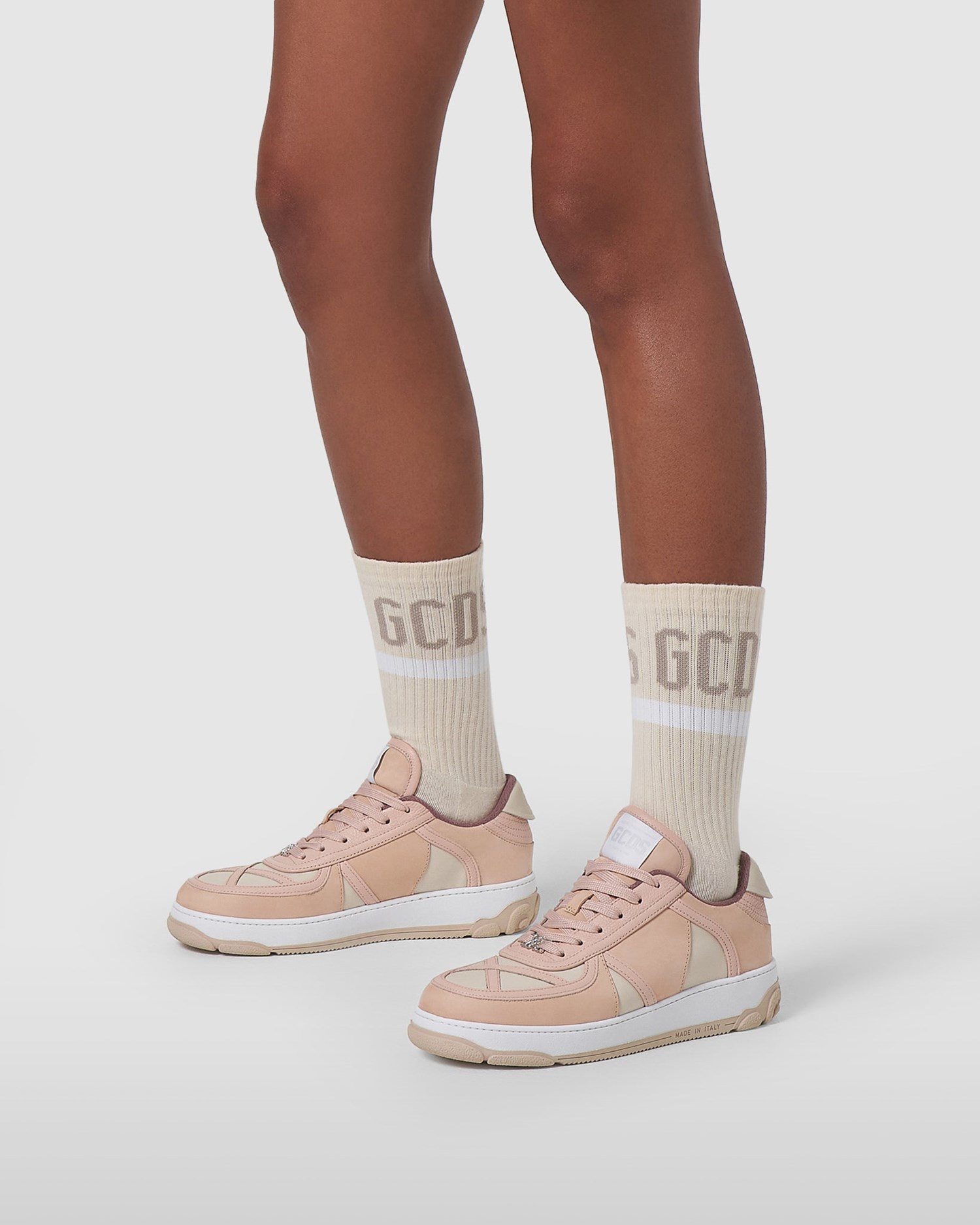 Baskets GCDS Nami Cuir Sneakers Femme Rose | 840753-DSQ