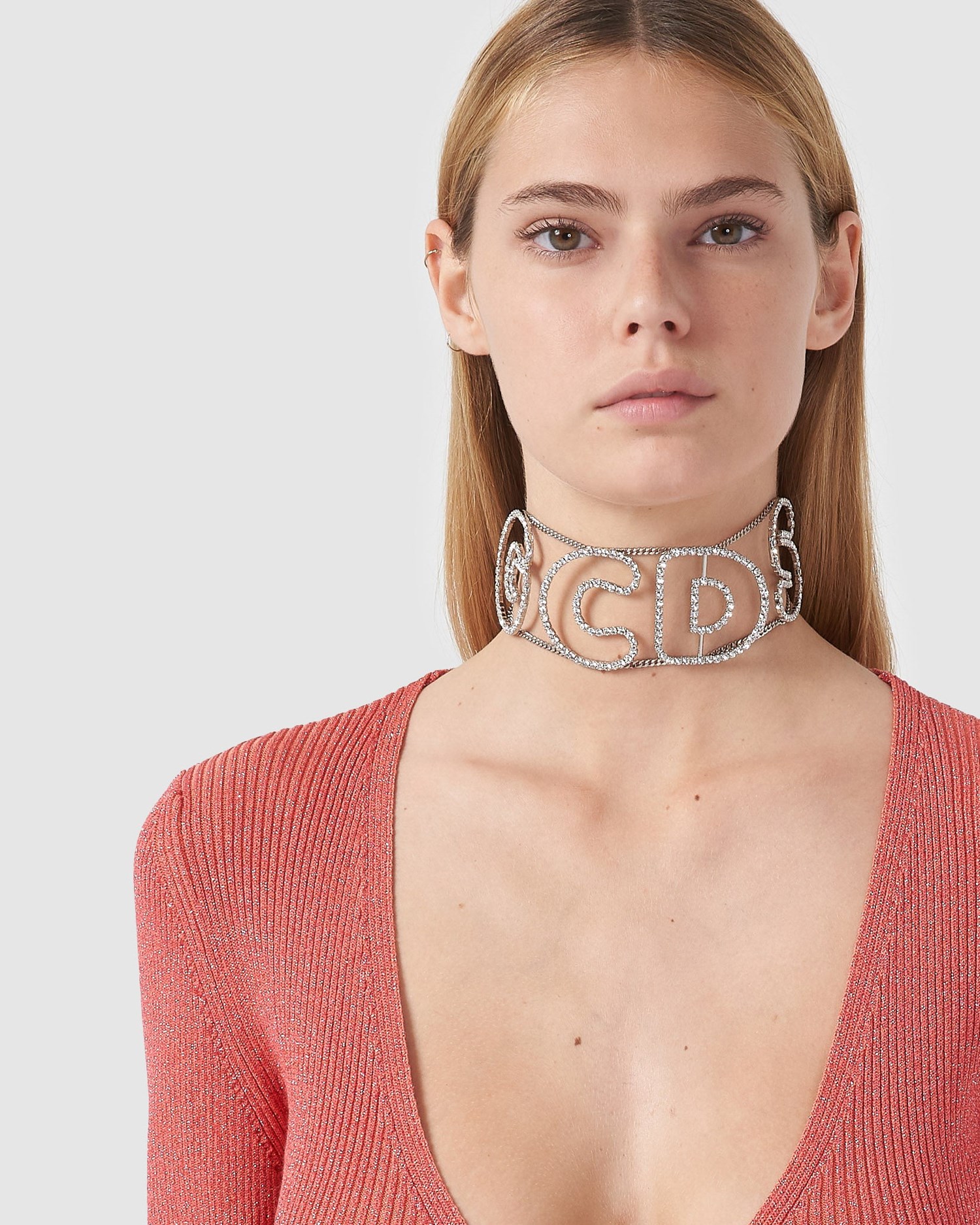 Bijoux GCDS Bling Andy Logo Choker Femme Argent | 763058-TKL