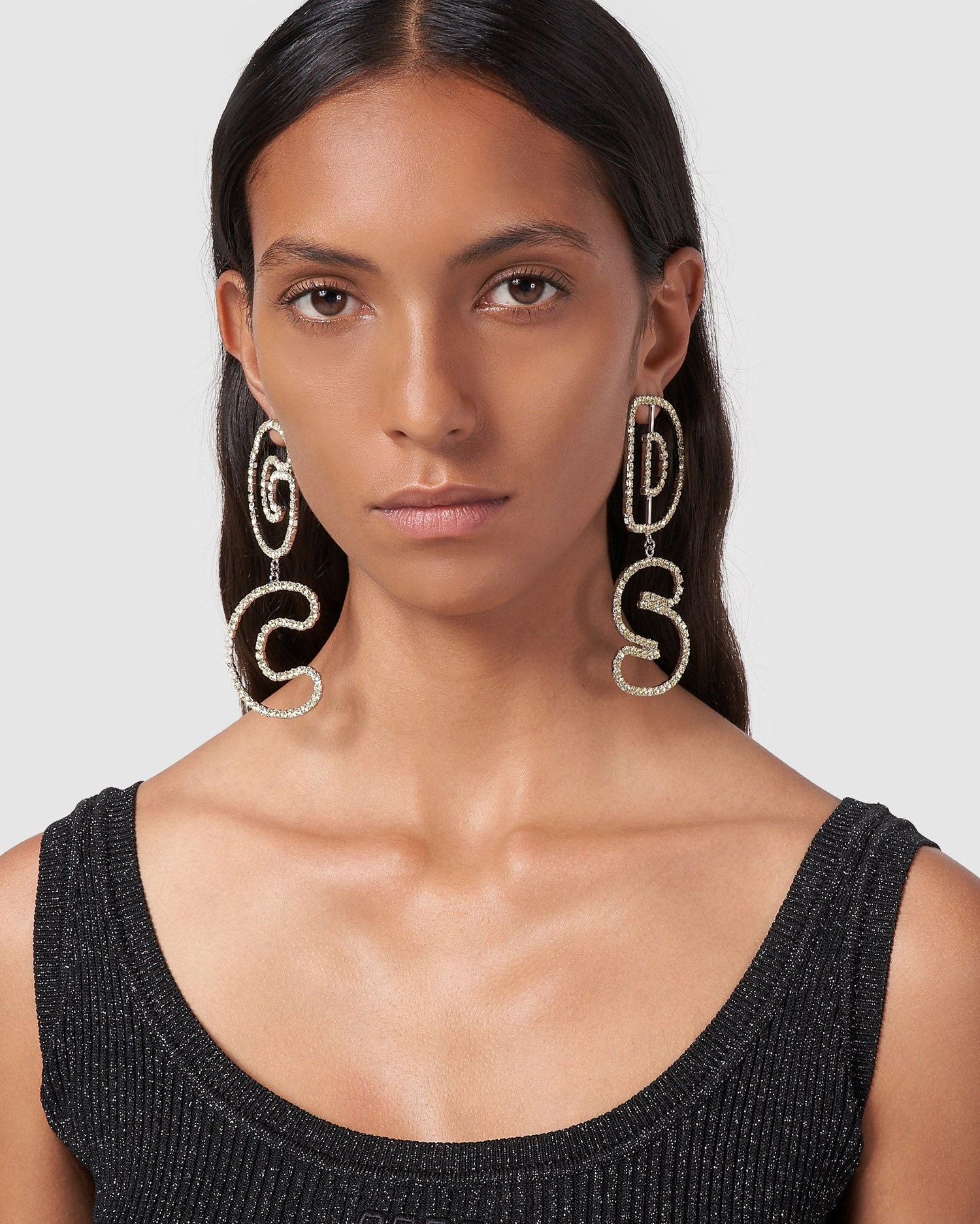Bijoux GCDS Bling Andy Logo Earrings Femme Jaune | 746125-WGS