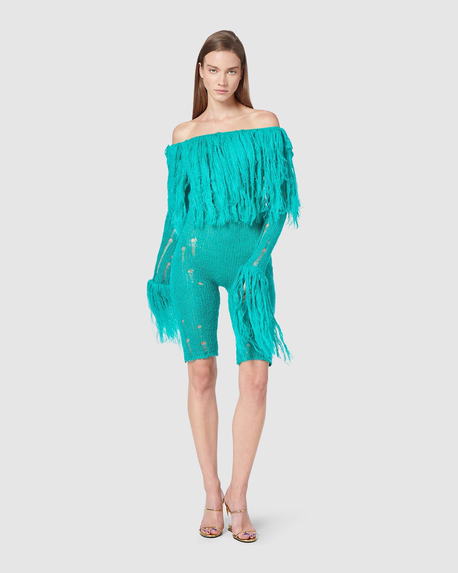 Body GCDS Fluffy Knit Jumpsuit Femme Bleu Clair | 869072-VGM