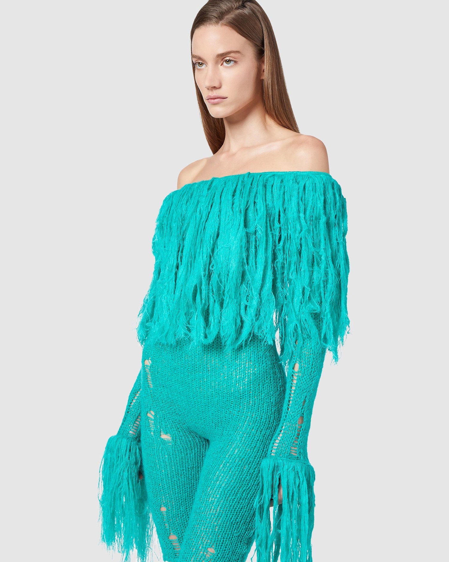 Body GCDS Fluffy Knit Jumpsuit Femme Bleu Clair | 869072-VGM