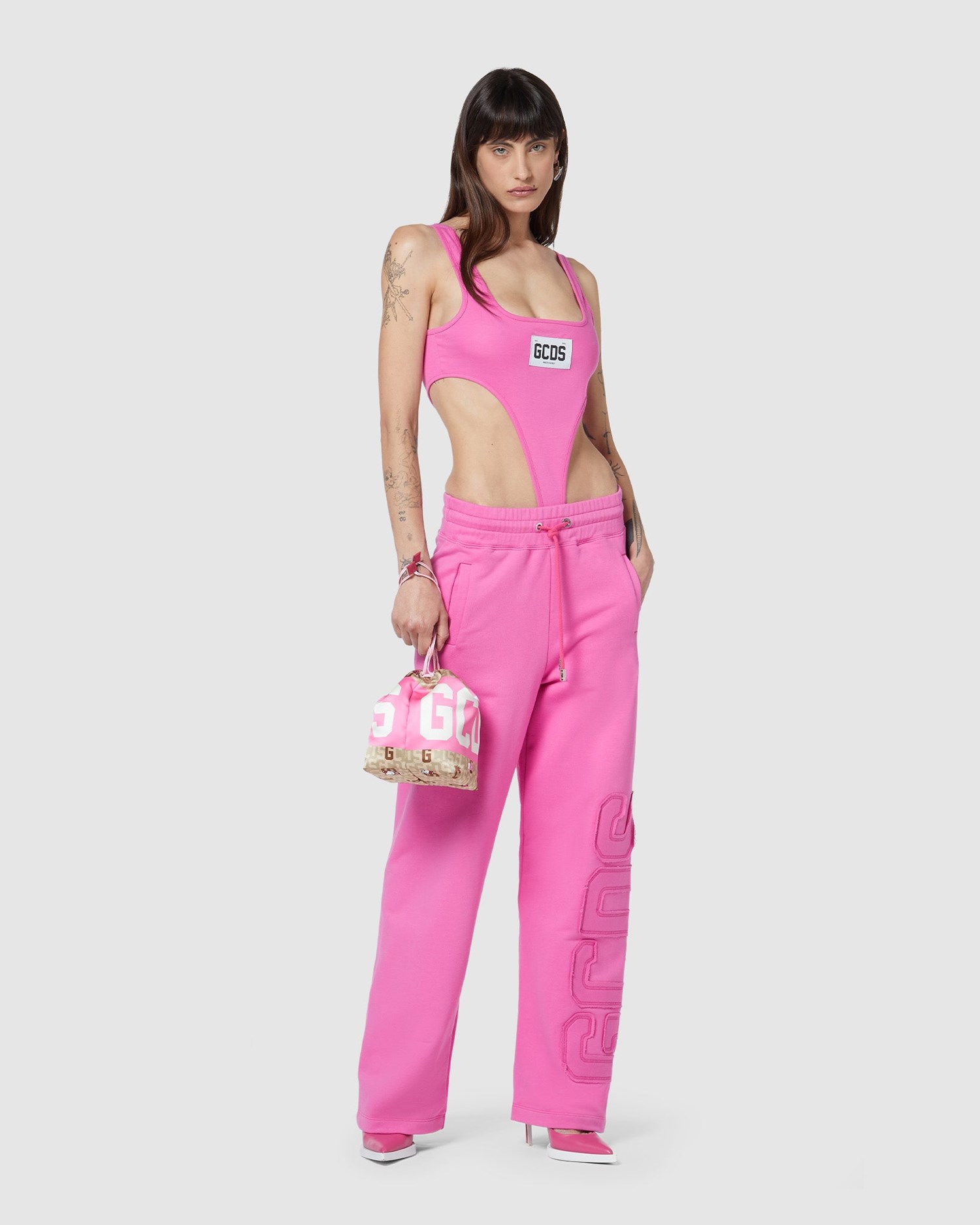 Body GCDS Logo Bodysuit Femme Fushia | 629081-HNS