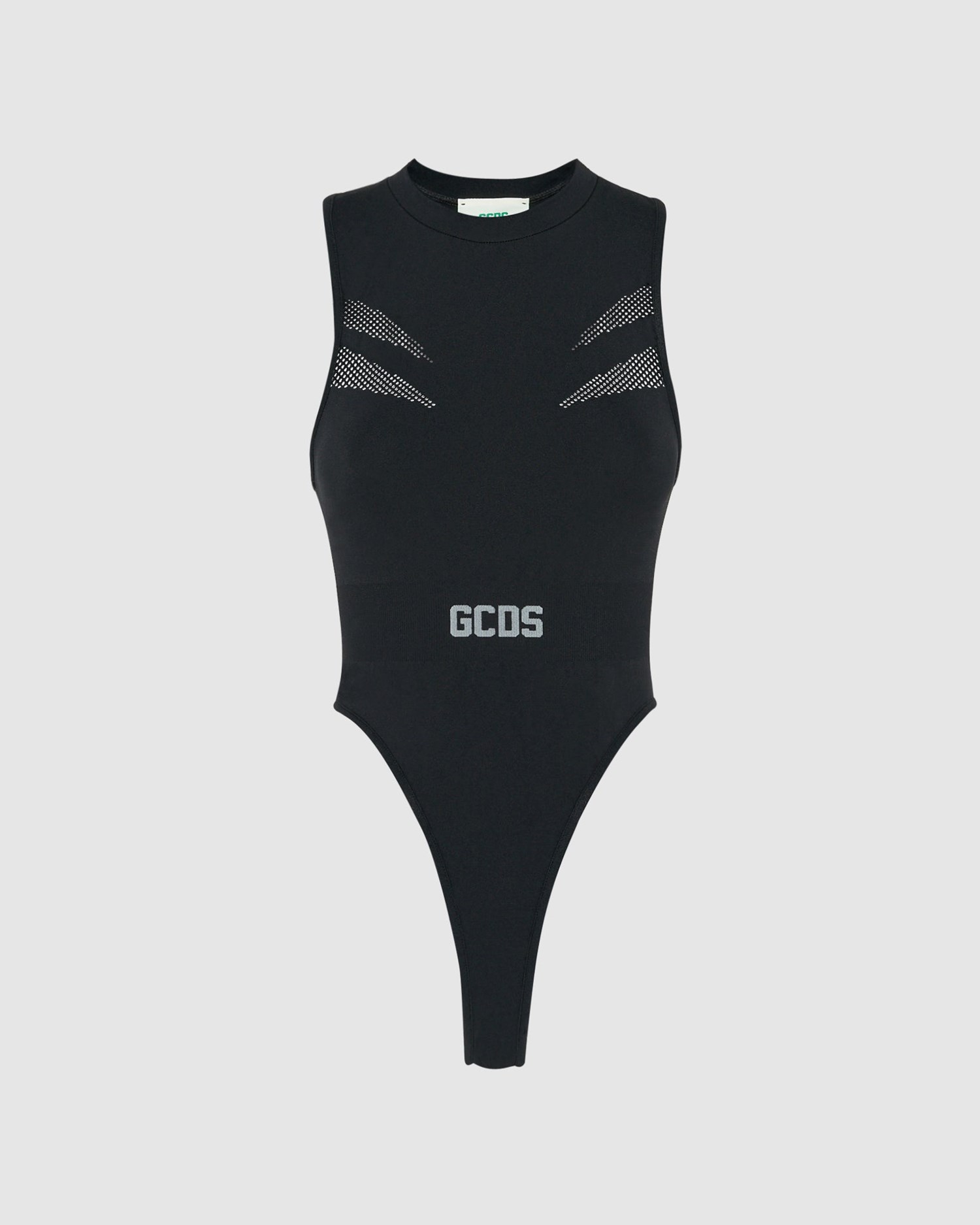 Body GCDS Logo Mesh Bodysuit Femme Noir | 349260-PFX