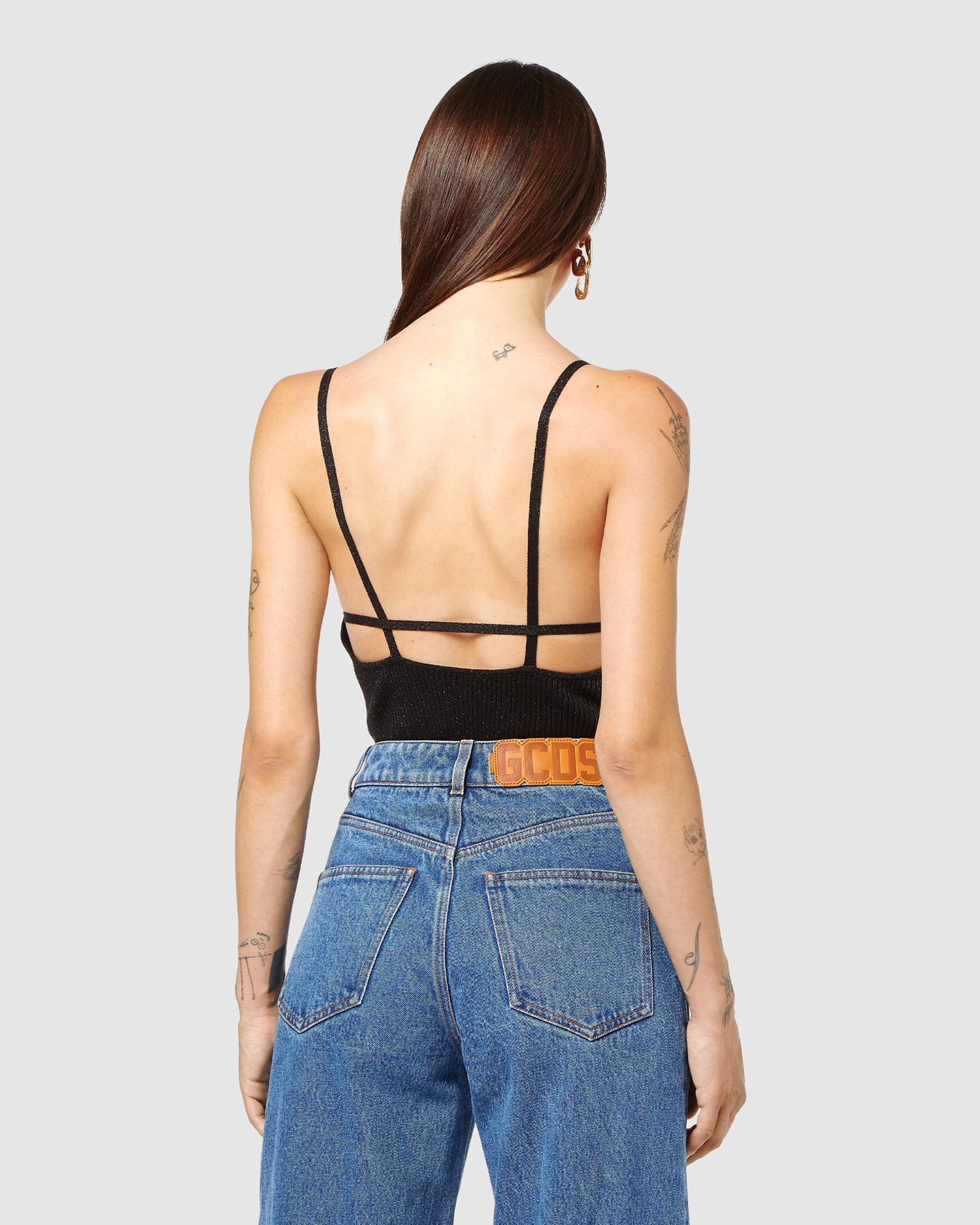 Body GCDS Lurex Bodysuit Femme Noir | 928356-RPT