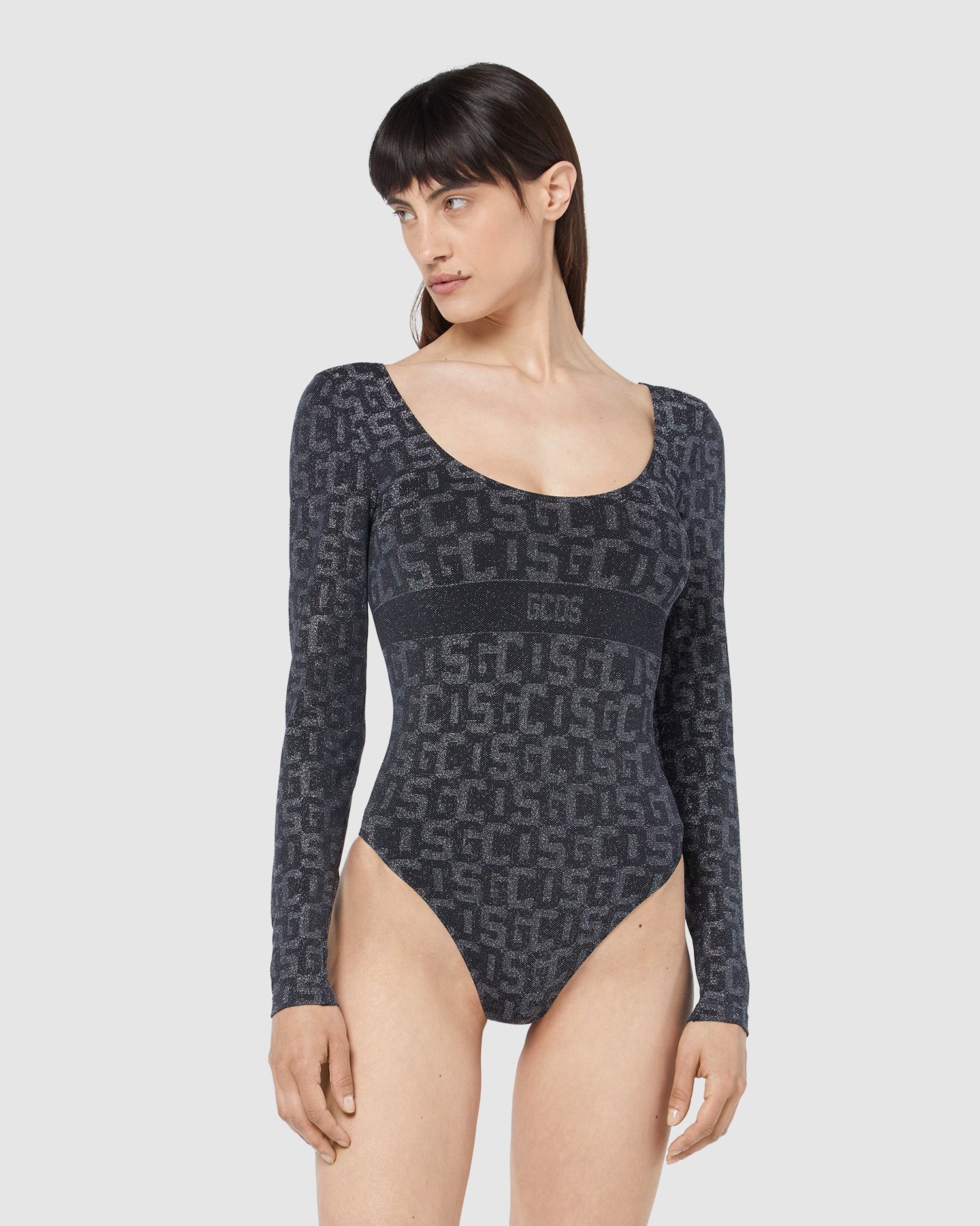 Body GCDS Wolford Monogram Bodysuit Femme Noir | 780259-EDA