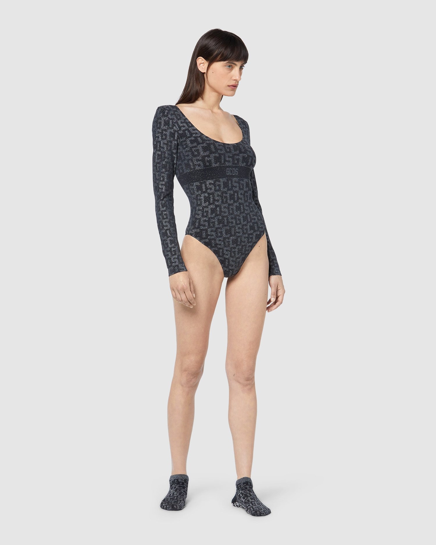 Body GCDS Wolford Monogram Bodysuit Femme Noir | 780259-EDA