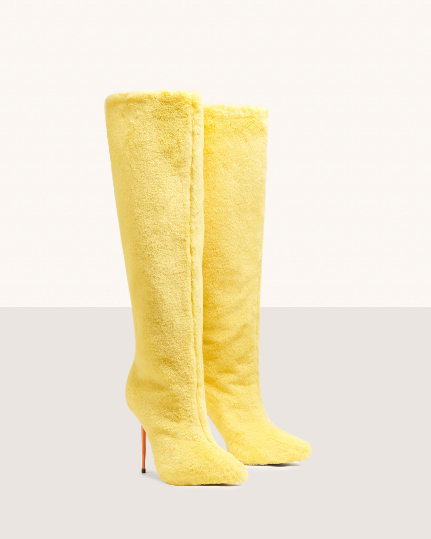 Bottes GCDS Fur Boots Femme Jaune | 382047-JQC