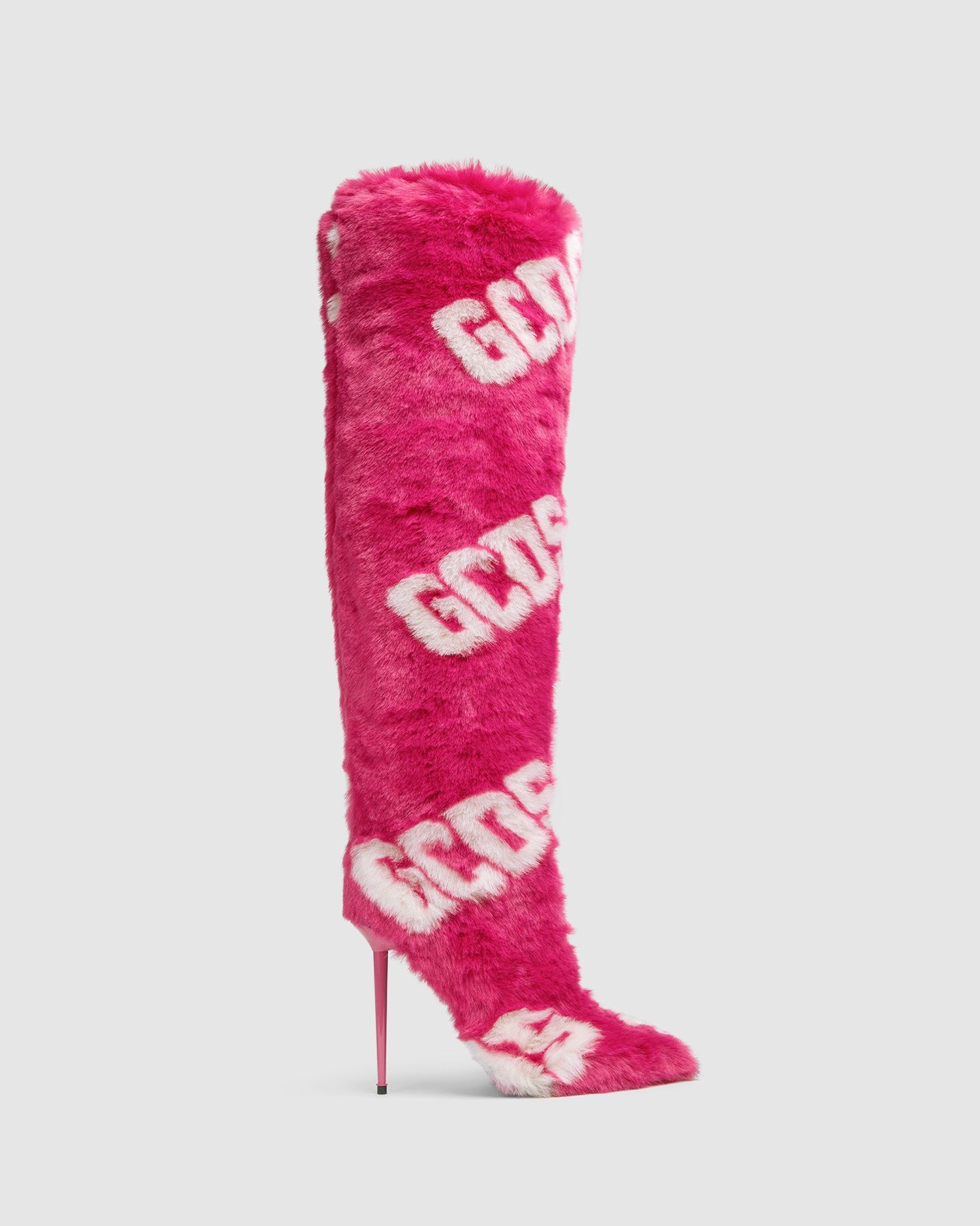 Bottes GCDS Faux Fur Boots Femme Fushia | 541079-FYX
