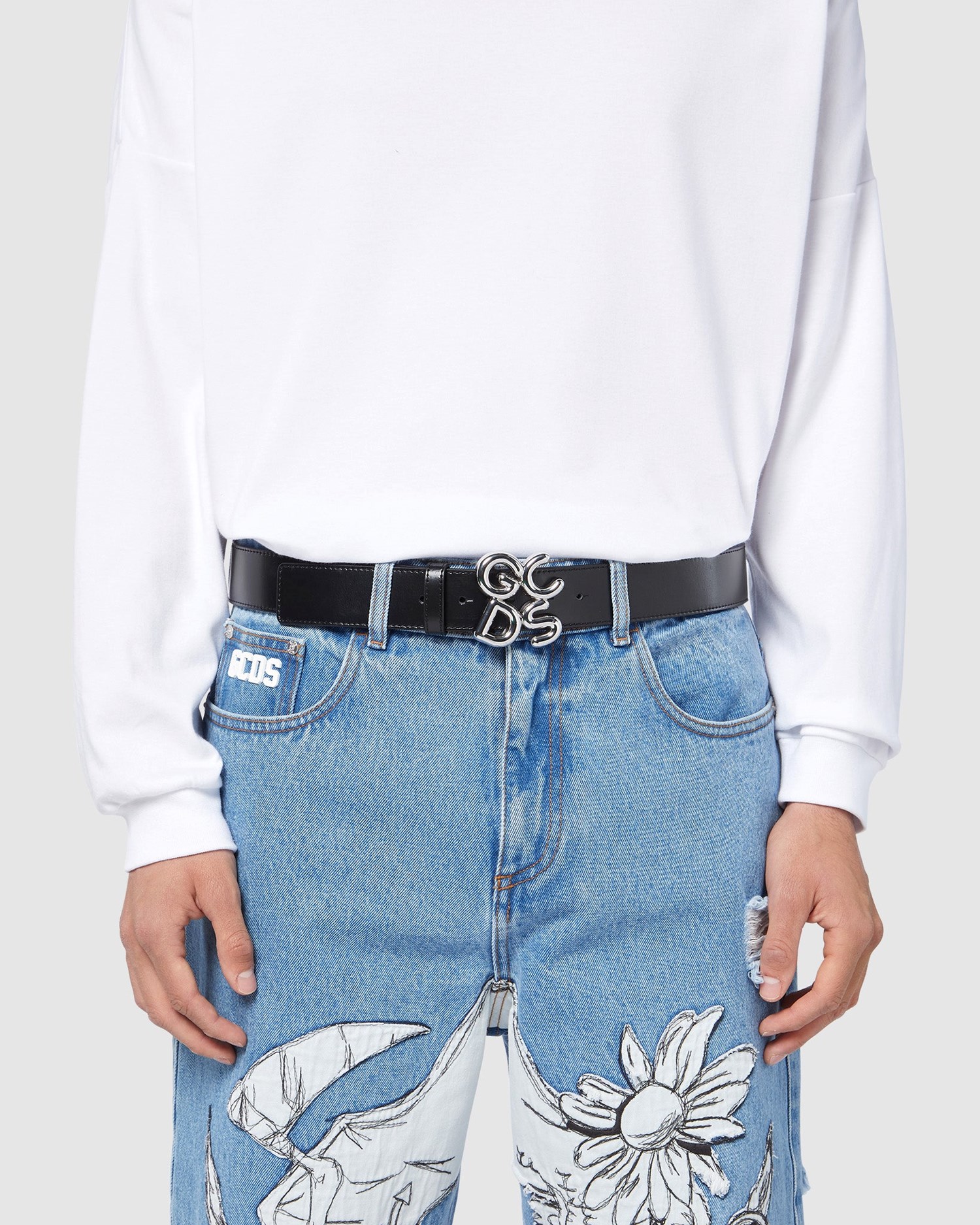 Ceintures GCDS Andy Logo Belt Homme Noir | 081293-LOK
