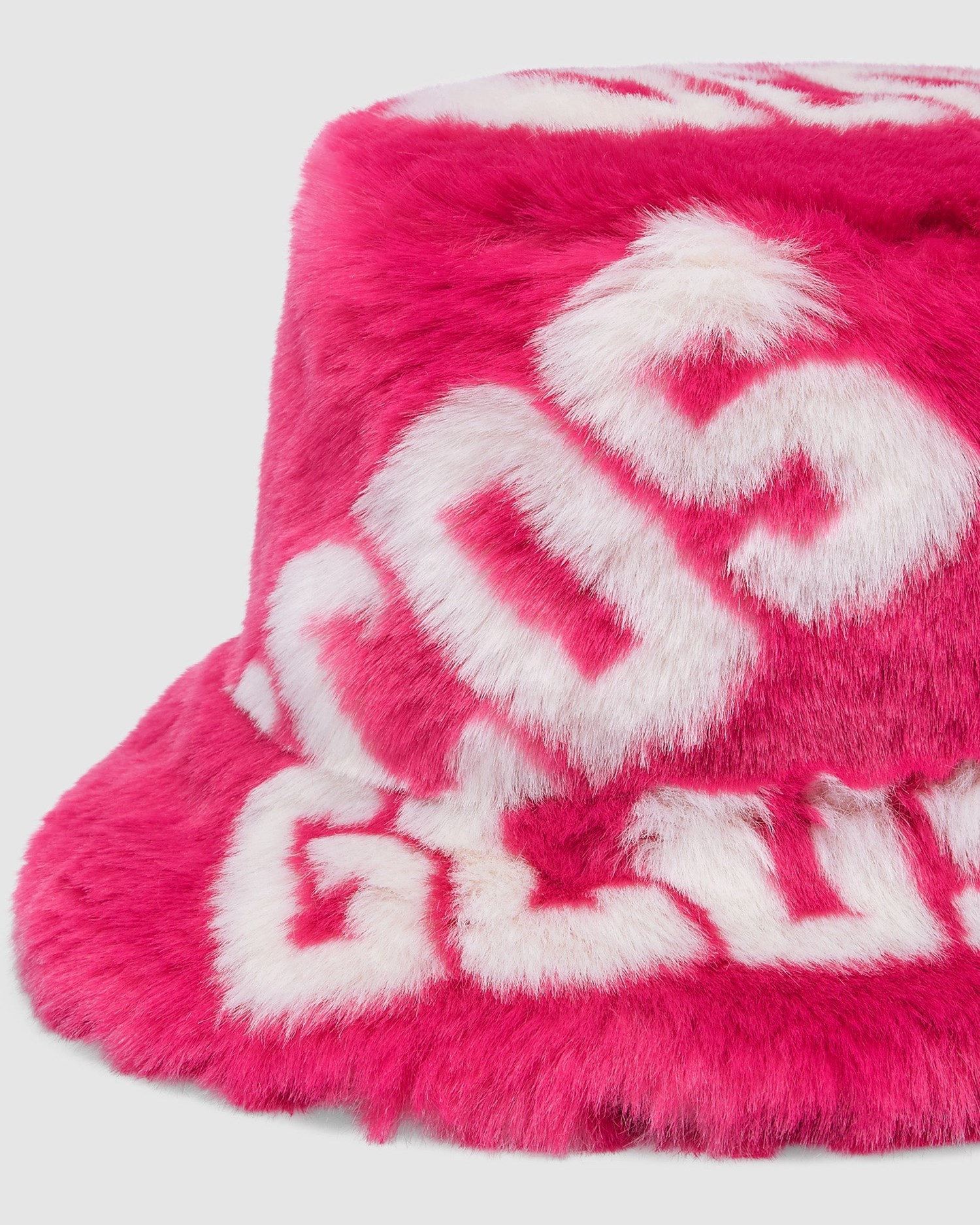 Chapeaux GCDS Faux Fur Bucket Hat Femme Fushia | 450716-UFH