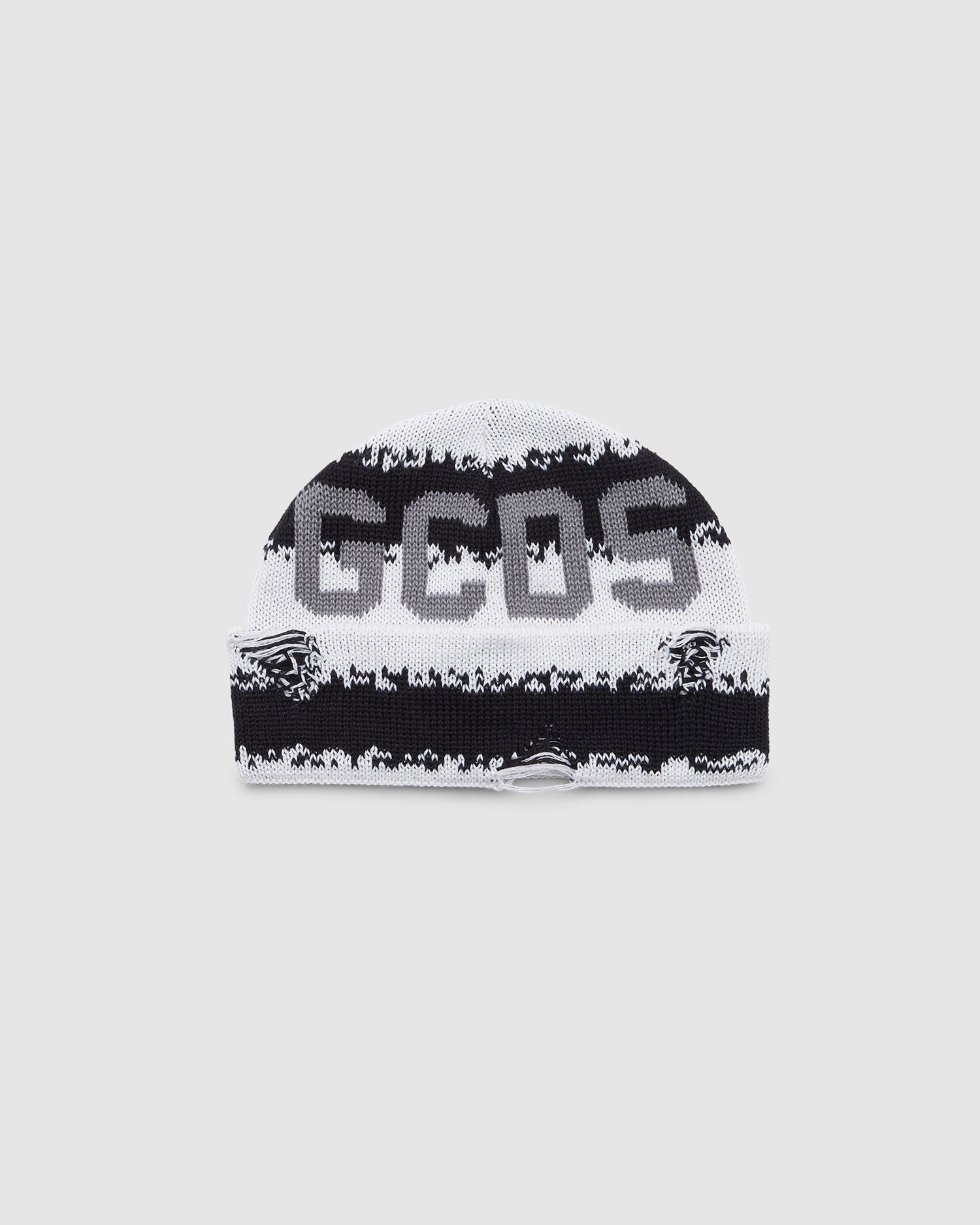 Chapeaux GCDS Rayé Logo Beanie Homme Blanche | 186924-WHR