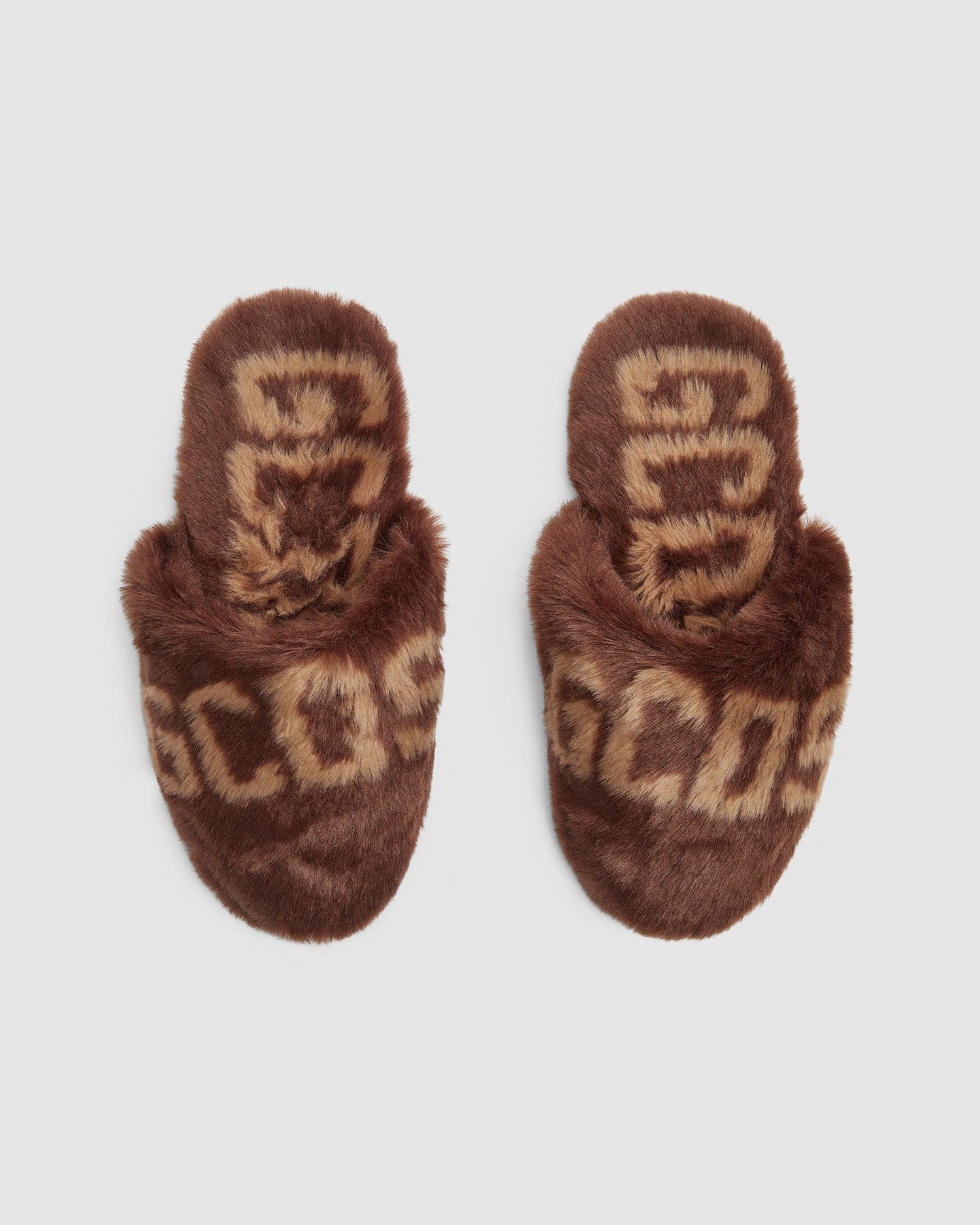 Chaussons GCDS Faux Fur Slippers Homme Marron | 052683-UFB