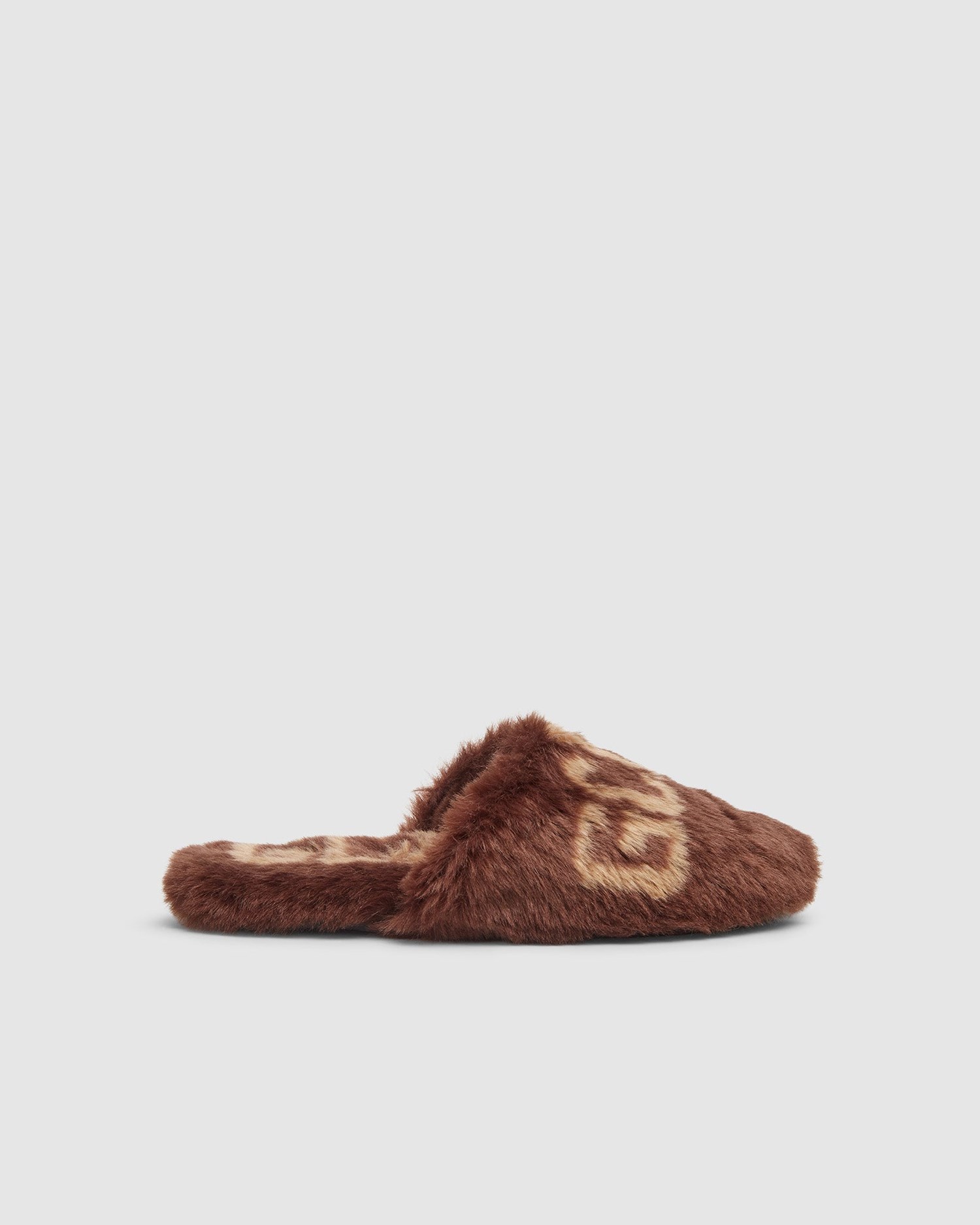 Chaussons GCDS Faux Fur Slippers Homme Marron | 052683-UFB