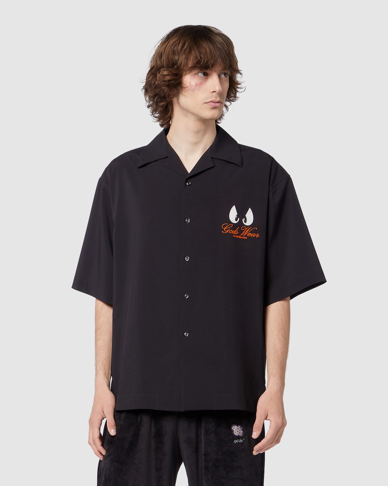 Chemises GCDS Daffy Duck Bowling Shirt Homme Noir | 190675-VLT