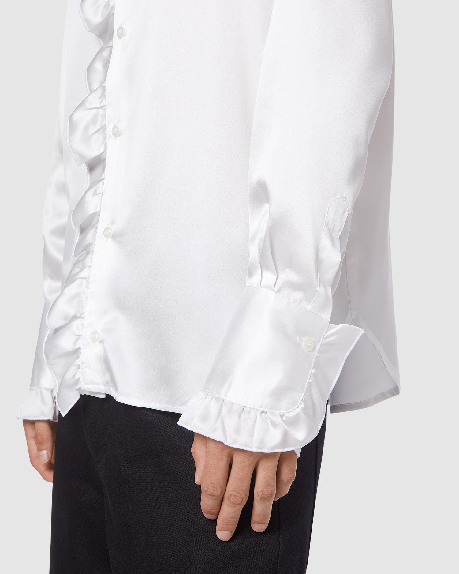 Chemises GCDS Satin Shirt Homme Blanche | 178963-XFZ