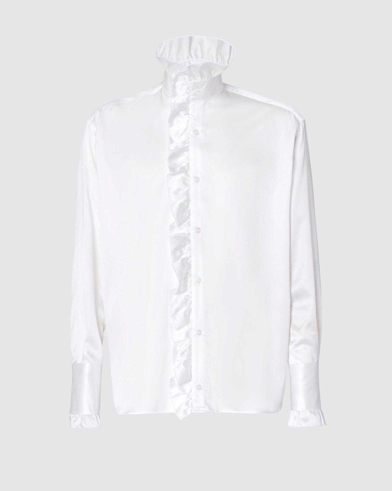 Chemises GCDS Satin Shirt Homme Blanche | 178963-XFZ