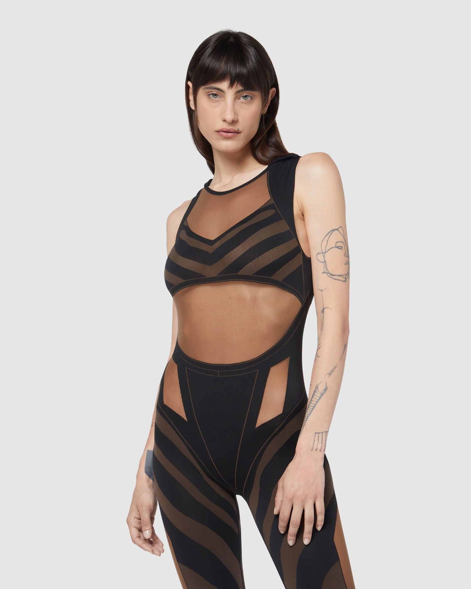 Combinaison GCDS Wolford Animalier Jumpsuit Femme Noir | 456907-RUM