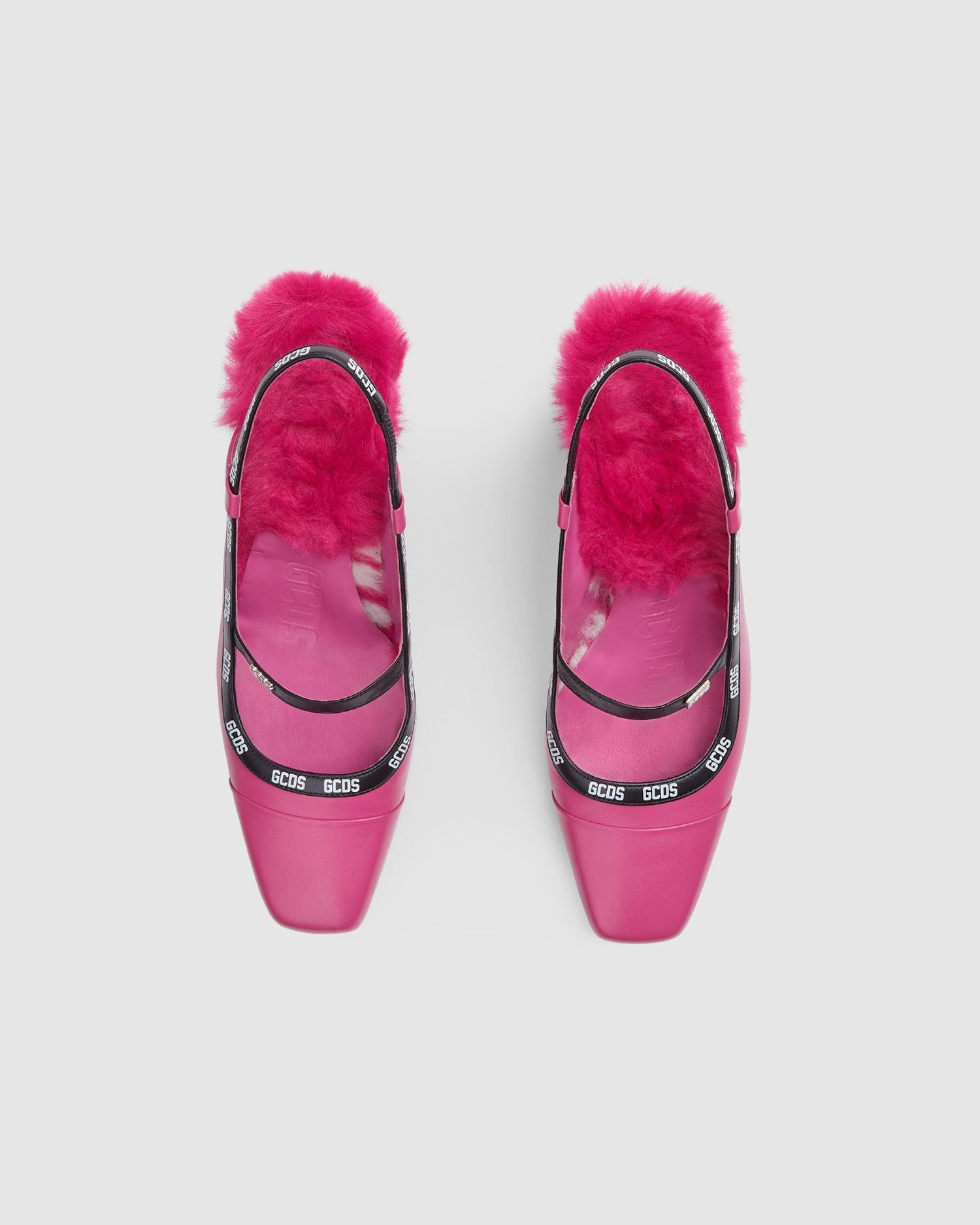 Escarpins GCDS Faux Fur Slingback Pumps Femme Fushia | 952103-GVI