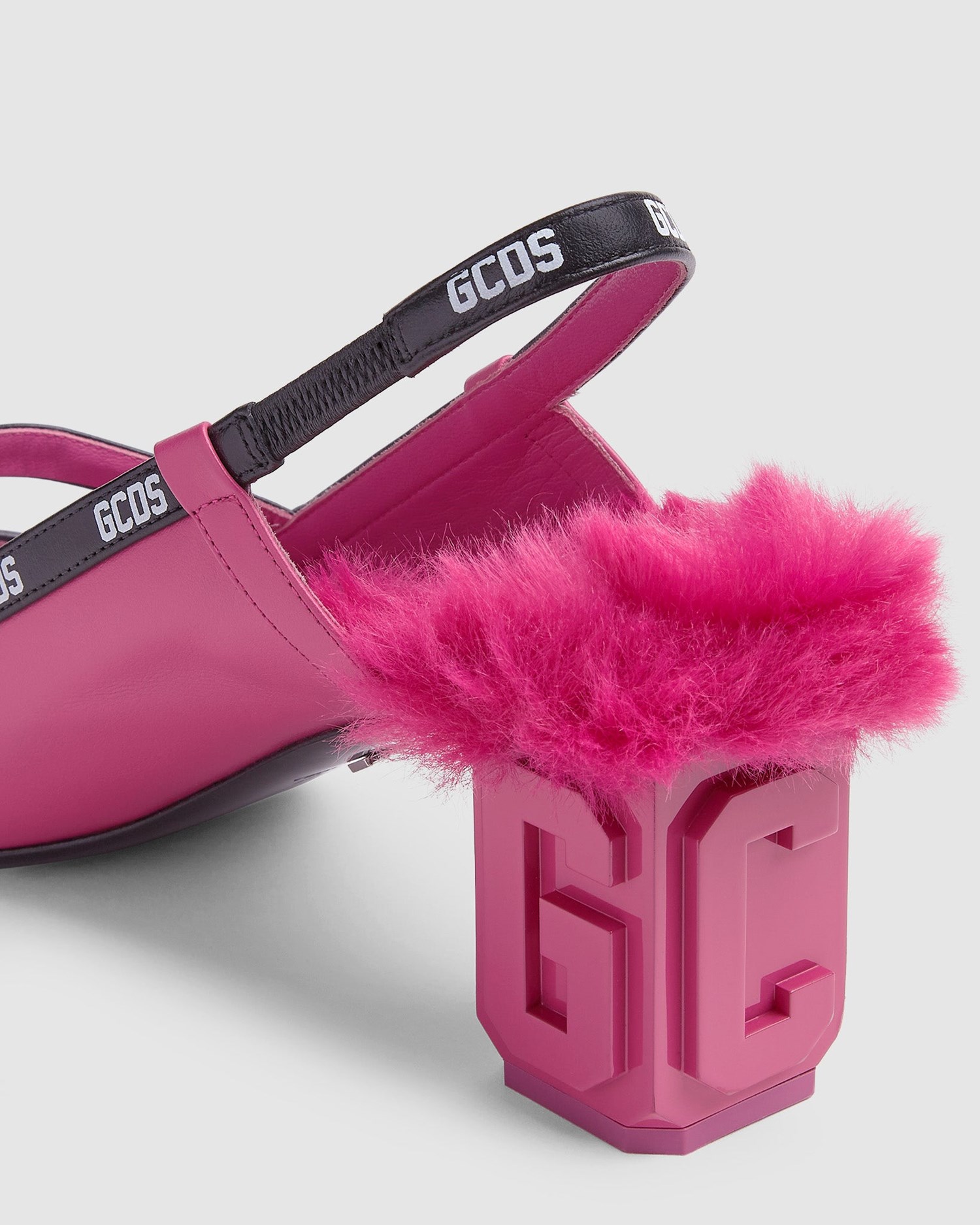 Escarpins GCDS Faux Fur Slingback Pumps Femme Fushia | 952103-GVI