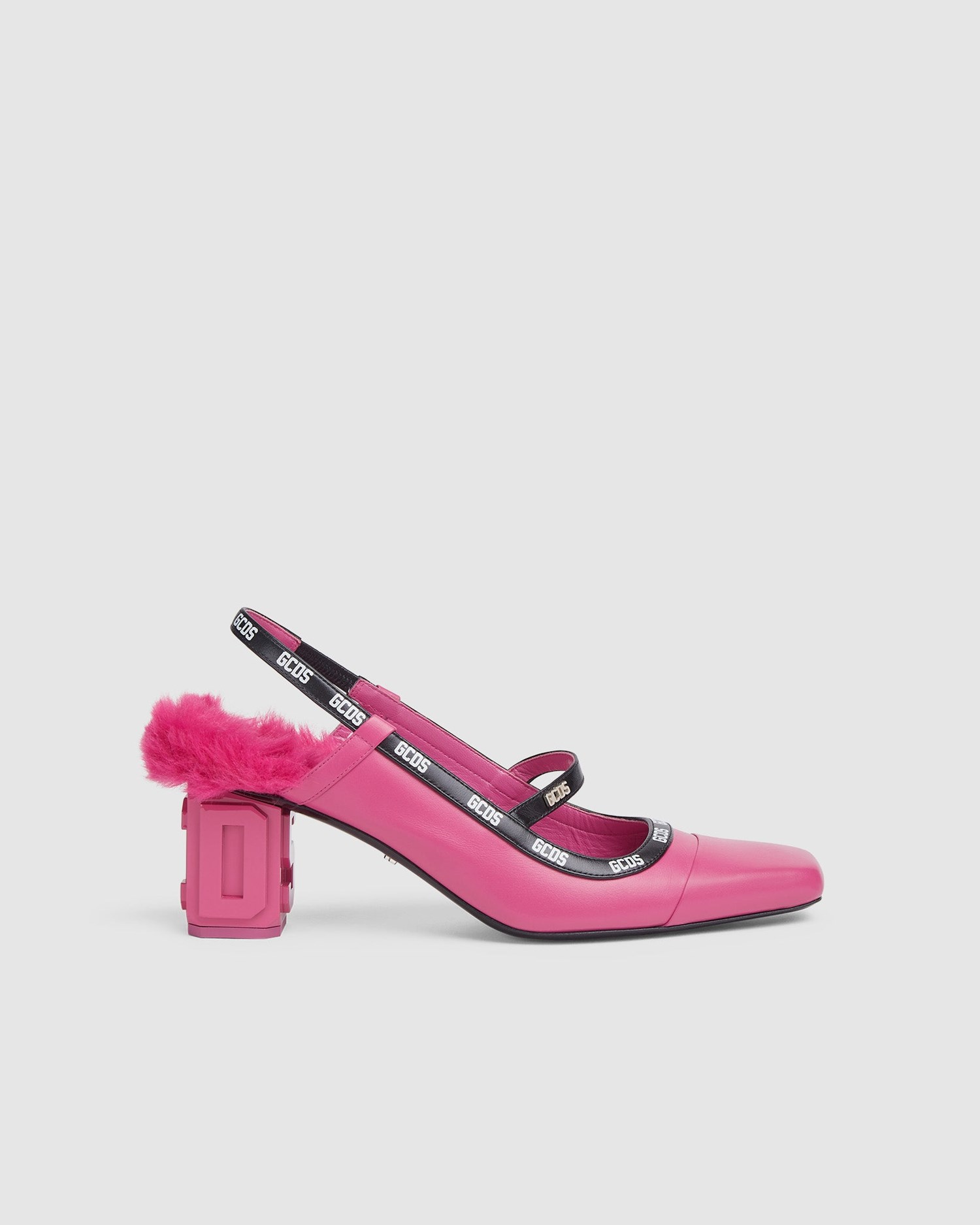Escarpins GCDS Faux Fur Slingback Pumps Femme Fushia | 952103-GVI