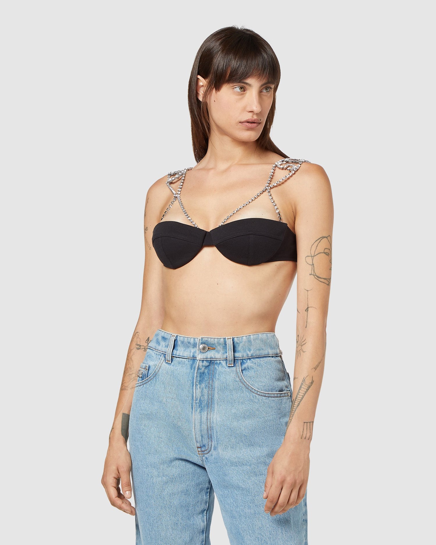 Hauts GCDS Bling Jersey Bra Femme Noir | 471903-PKL